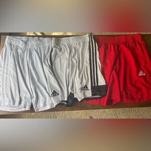 Adidas Men's Athletic Shorts - White, Gray, and Red Trio
